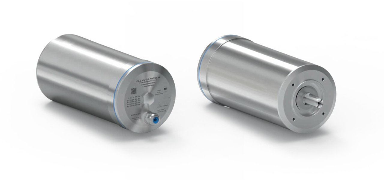 Clean-Geartech Elektromotoren RVS 316 voor- en achterkant aanzicht
